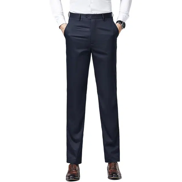 佛朗尼·齐拉 透气纯色通勤休闲裤 男款 黑藏青