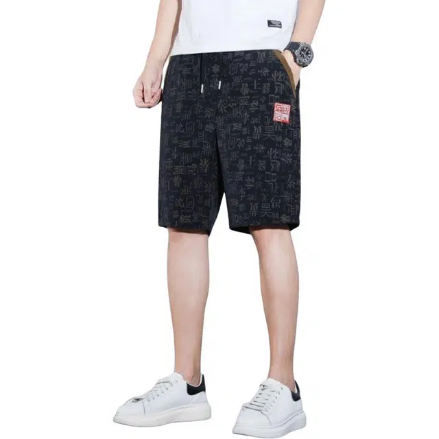 宝米卡 国风夏季薄款冰丝透气潮流直筒时尚裤宽松运动休闲短裤 男女同款