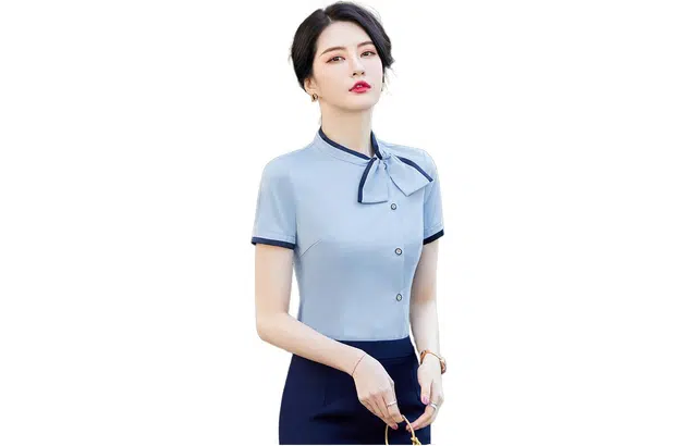 唐娜姿兰 休闲通勤纯色短袖衬衫 女款