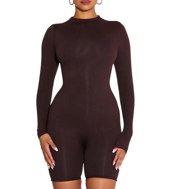 NAKED WARDROBE NW Mock Neck Sculpt Romper