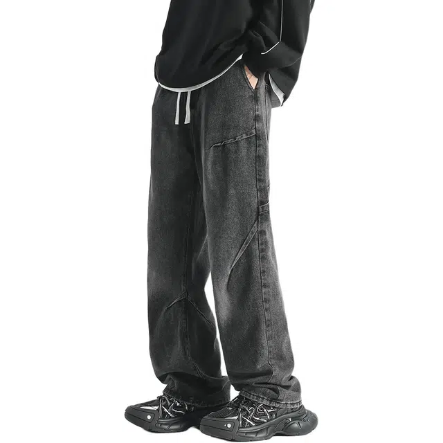 佐菲利 美式复古直筒高街牛仔裤 男女同款