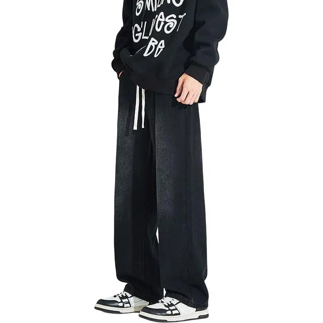 童先森 休闲宽松阔腿浅色长裤子牛仔裤 男款