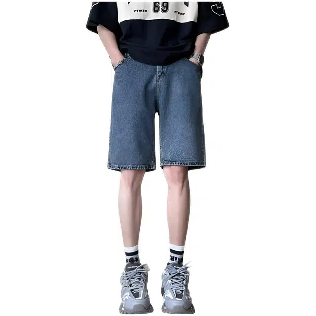 木木兔 美式潮流百搭裤子牛仔短裤 男款