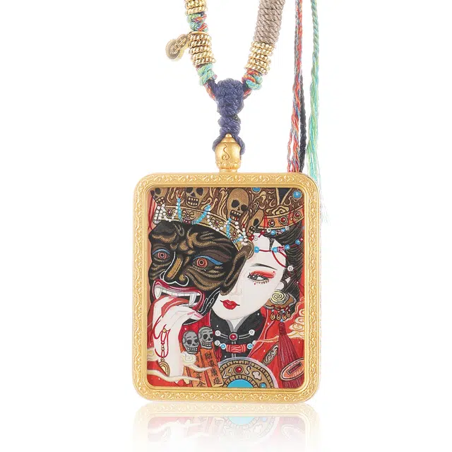 喃呢 精工手绘藏式热贡唐卡泼天富贵扎基娘娘蛇年招财转运 新中式国风国潮旺福平安吉祥好运 铜合金 项链 男女同款情侣款