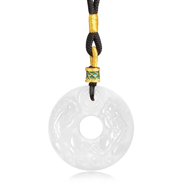 帝苏行 温润柔和 福禄貔貅平安扣 新中式国潮 吉祥如意 平安顺遂 简约小众设计 玉髓 项链 女款