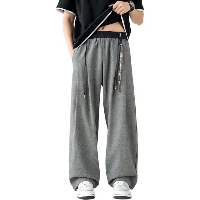 敦煌博物馆 仿麻复古撞色腰系带宽松阔型抽绳百搭休闲裤 男女同款