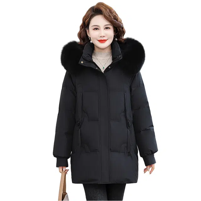 雅鹿 纯色连帽加厚羽绒服 女款