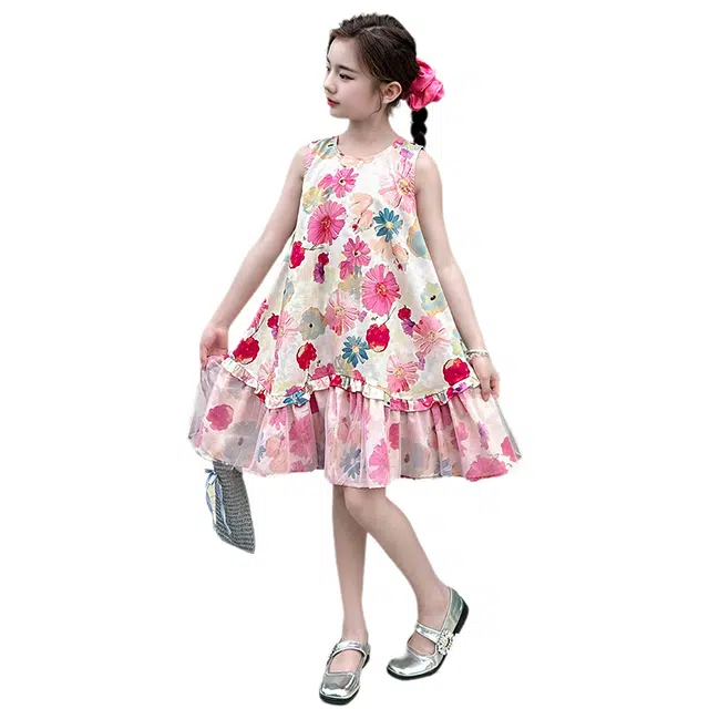 泰迪珍藏连衣裙 亲肤舒适无袖 图片色 儿童款