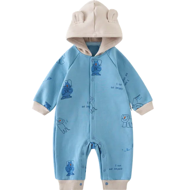 童泰婴儿连体衣春秋季宝宝衣服儿童家居服连帽哈衣休闲外出爬服