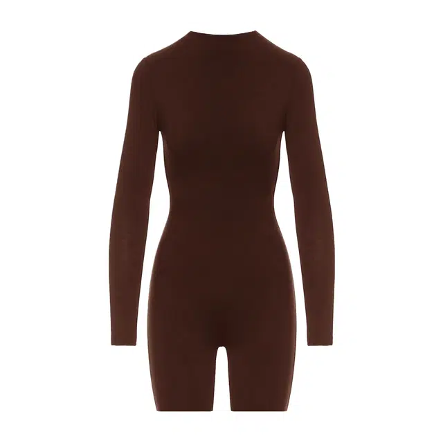NAKED WARDROBE Mock Neck Sculpt Romper NW