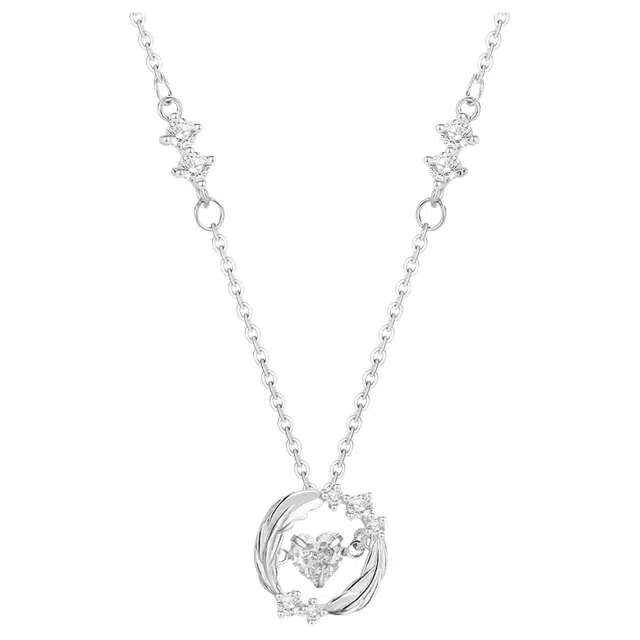 克兰茜 简约轻奢幻彩爱心锁骨链 小众设计感甜美百搭 日常通勤精致百搭个性时尚优雅浪漫 精美礼盒 可调节 合金 项链 女款