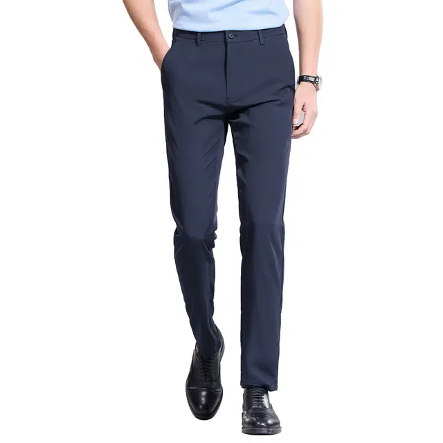 红豆 纯色易打理垂顺直筒宽松轻商务日常百搭舒适长裤休闲裤 男款