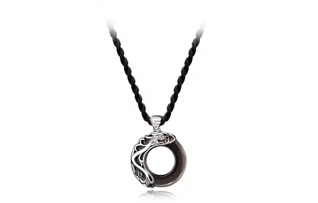 牧言 古风国潮雅致国风翅膀镂空圆安圈吊坠本命年红绳黑绳编织锁骨链 合金 天意平安扣项链 男女同款情侣款