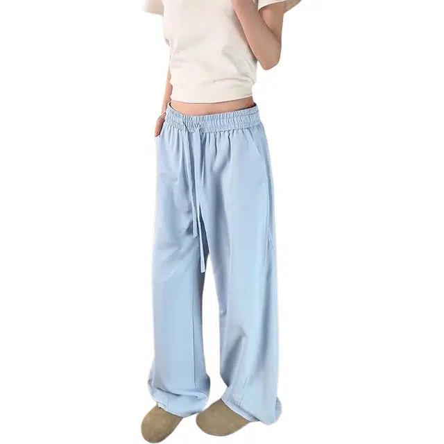 单爵 美式弯刀冰丝裤子薄款速干运动垂感阔腿裤加长直筒夏季休闲裤 男女同款