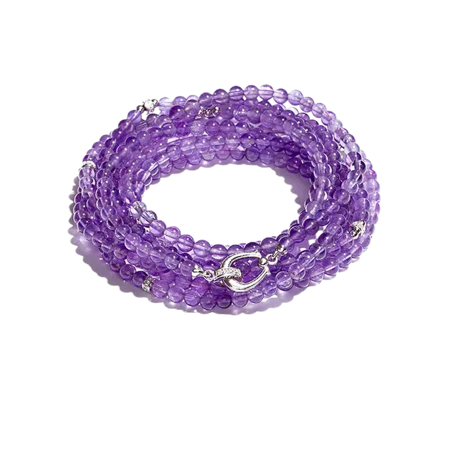 己光 中式国风 转运平安 多圈紫 水晶 玉石项链 男女同款情侣款