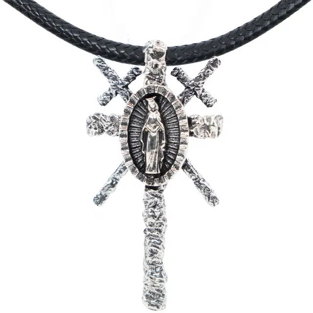 【可定制刻字】 白木黑冰 圣母风骨双十字架 潮流时尚新中式设计高级感 银合金 项链 男款 礼盒