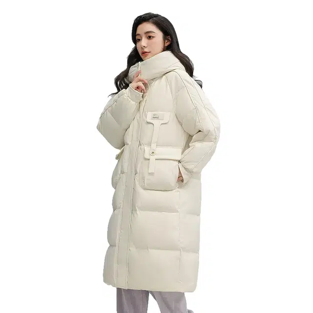 鸭鸭 纯色保暖气质时尚高级感连帽羽绒服 女款