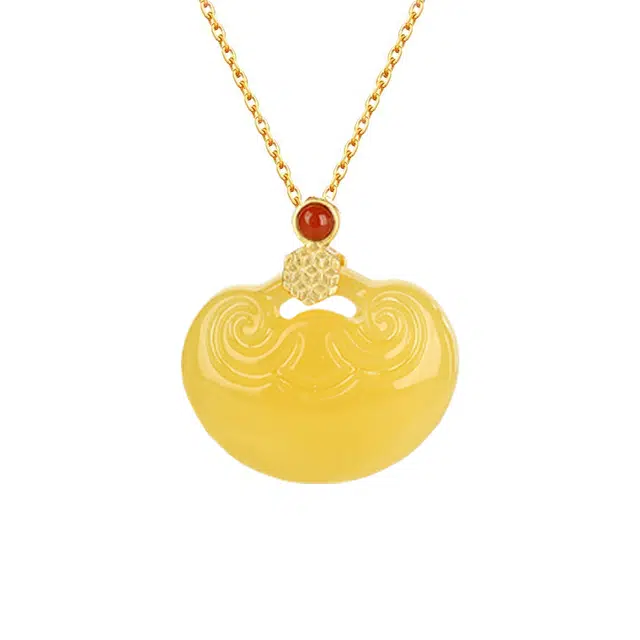 小银匠 祥云如意锁新中式民族风复古气质国潮 玉髓 玉石项链 女款