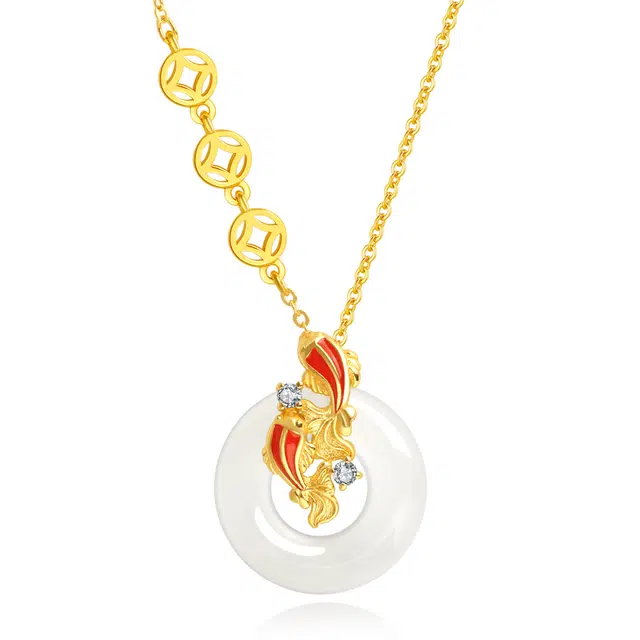 【玲珑剔透】 帝苏行 锦鲤附体 新中式国潮 吉祥如意平安顺遂 好运 简约小众设计 玉髓 项链 女款