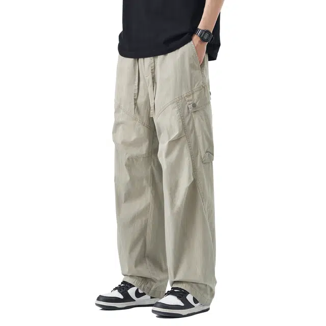 帝狼牛 美式潮流宽松直筒通勤复古休闲工装裤 男女同款