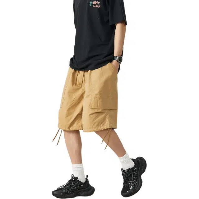 敦煌博物馆 美式街头纯色简约系带宽松直筒轻薄舒适亲肤透气跑步篮球运动五分裤百搭休闲短裤 男女同款