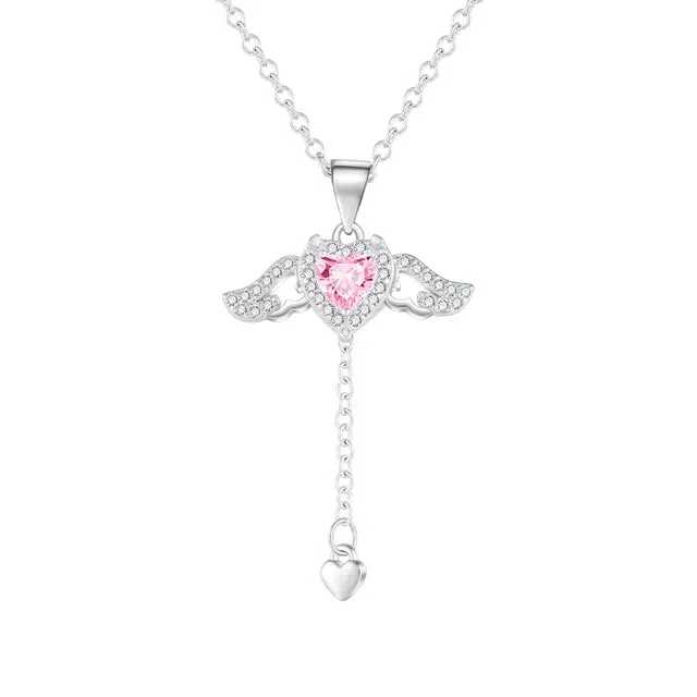 迷颂玛 丘比特之心精致高级浪漫满溢 轻奢不挑人日常通勤显白翅膀会动精致工艺时尚百搭邂逅浪漫锁骨链礼盒装 锆石送 女友 项链 女款