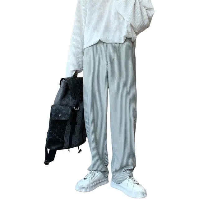 顶峰保罗 冰丝薄款速干肌理感纯色宽松阔腿直筒运动拖地裤美式潮牌高级感凉感透气慵懒风百搭休闲裤 男女同款