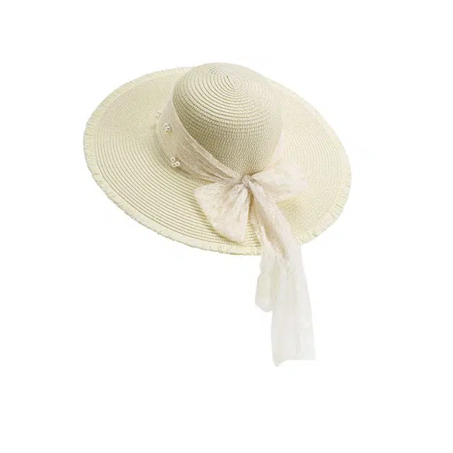 艾佳微 田园风蕾丝蝴蝶防晒度假沙滩#好运 聚酯纤维 渔夫帽 男女同款情侣款