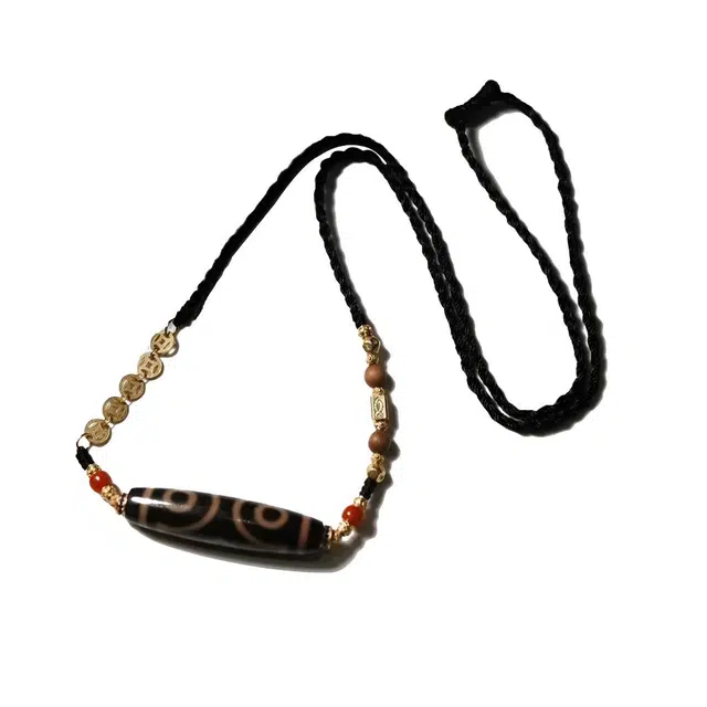 【招财进宝运气好】 玉临门 福禄双全 藏式四眼天珠吊坠 复古民族风文玩锁骨链#好运 玛瑙 项链 男女同款情侣款