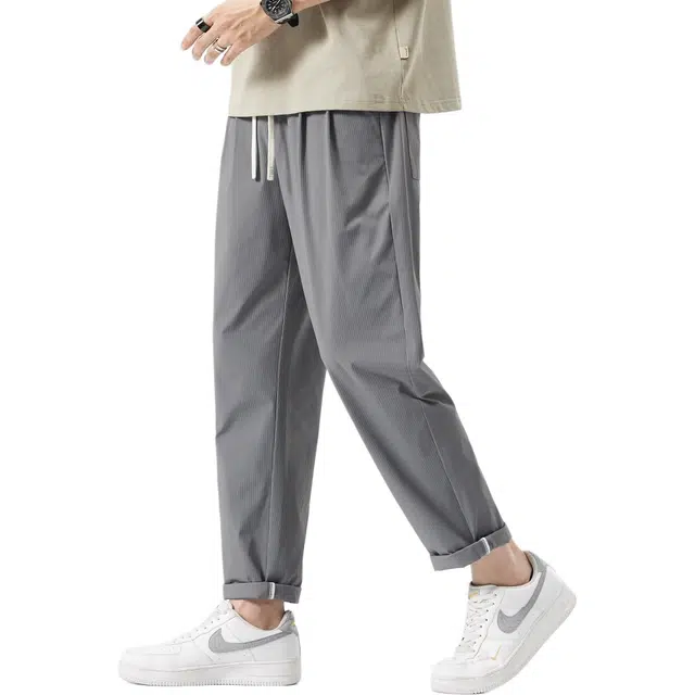 隐狼世家 速干九分薄款空调宽松直筒弹力运动裤子休闲裤 男款