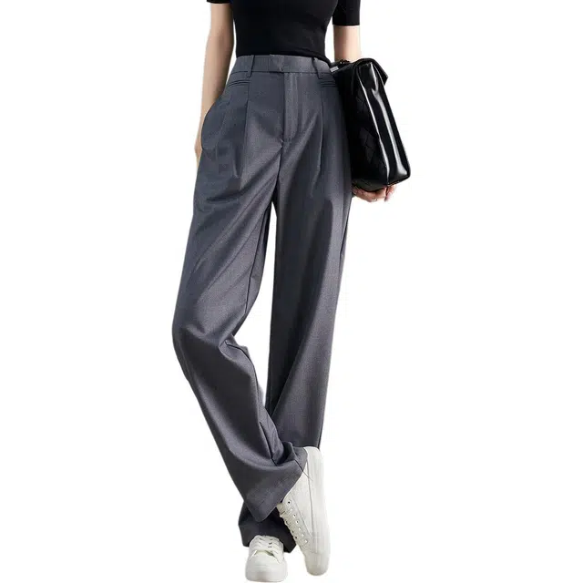 【dme】 高腰宽松阔腿休闲裤 女款 麻灰