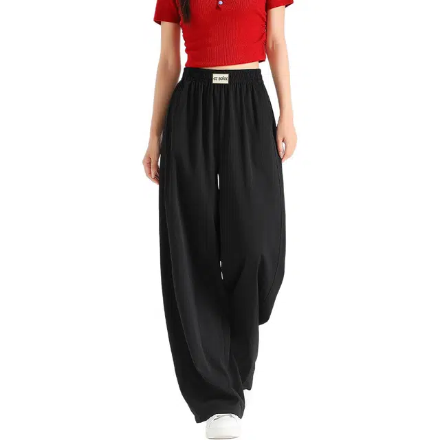 法文箱子 薄款阔腿裤纯色宽松高腰长裤休闲裤 女款