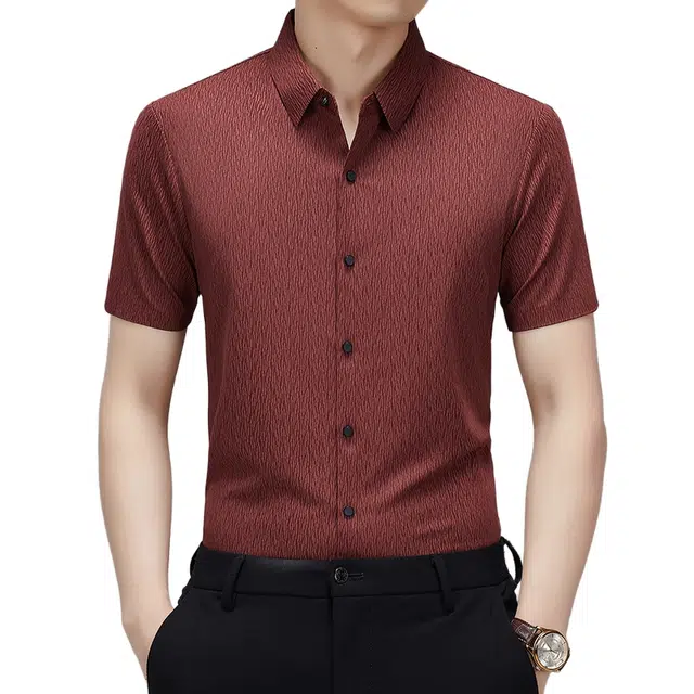 老爷车 无痕提花冰感舒适短袖衬衫 男款