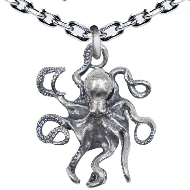 【可定制刻字】 白木黑冰 深海章鱼 新中式小众设计时尚潮流高级感 银合金 项链 男款 礼盒  送男生好物 男朋友 男士 学生