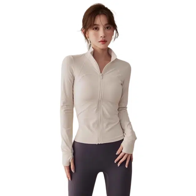 怪力萝莉  立领女运动显瘦百搭跑步健身衣弹力紧身长袖  瑜伽外套  女款