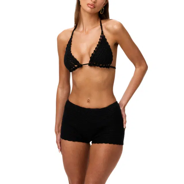 NAKED WARDROBE Crochet Cover-Up Shorts