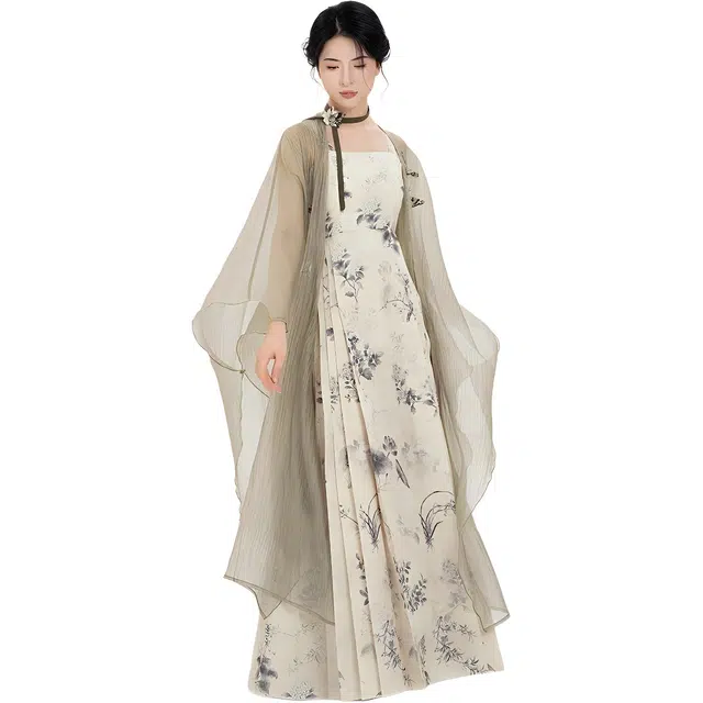 织造司 拂蝶新中式国风绣花开衫外套改良马面吊带连衣裙汉服 女款