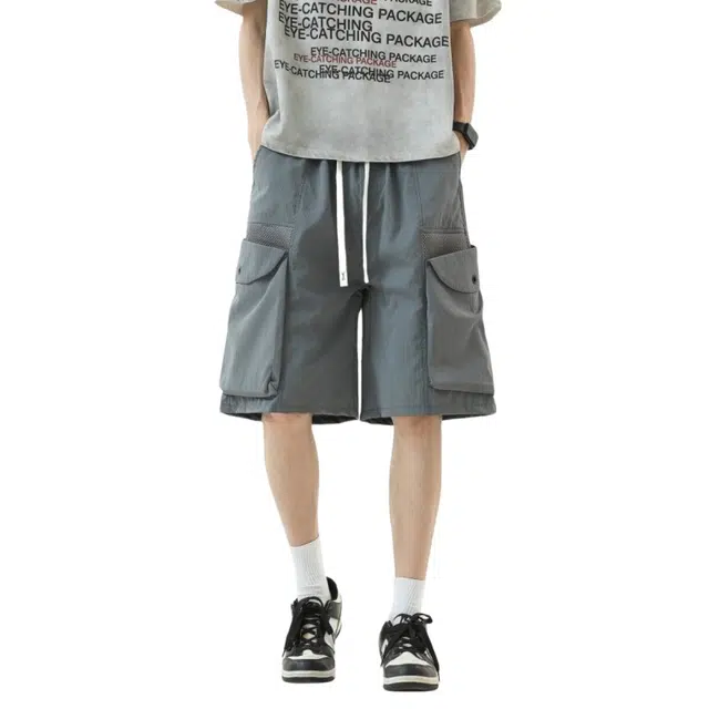 加荣 大口袋网眼透气薄款潮流百搭工装短裤 男女同款