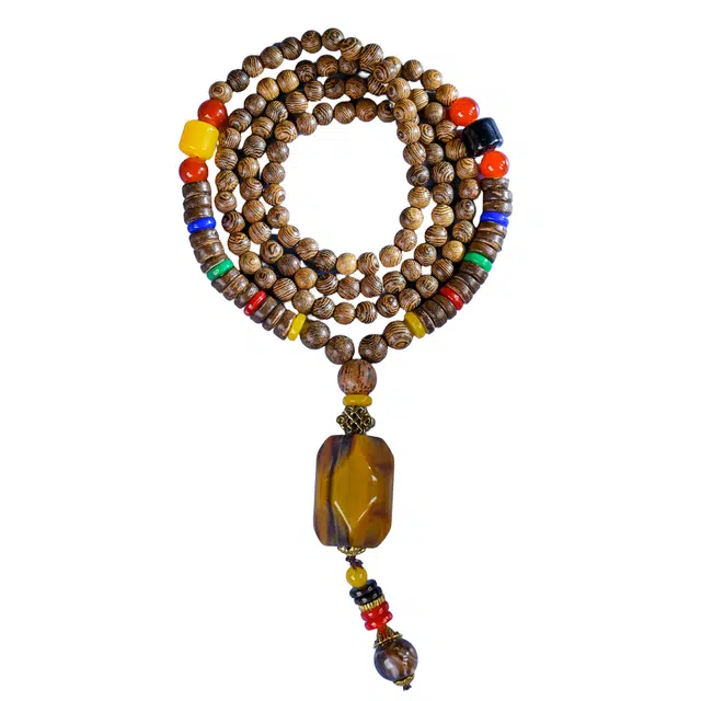 灵晔 新中式复古民族风小众轻奢高级感文艺风福利甄选藏式风格旅游必备#好运连连 鸡翅木 项链 男女同款情侣款