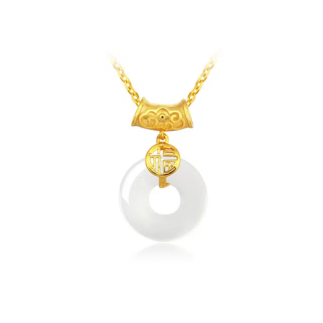 周大生 【如意令|福气满满】新中式平安扣纯银锁骨链 小众福字牌财运满满转运顺遂圆满 恋爱表白显白贵气感#好运 玉髓 项链 女款