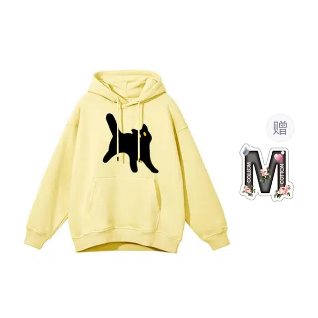 棉购 卡通猫咪印花设计感百搭套头长袖卫衣 男女同款