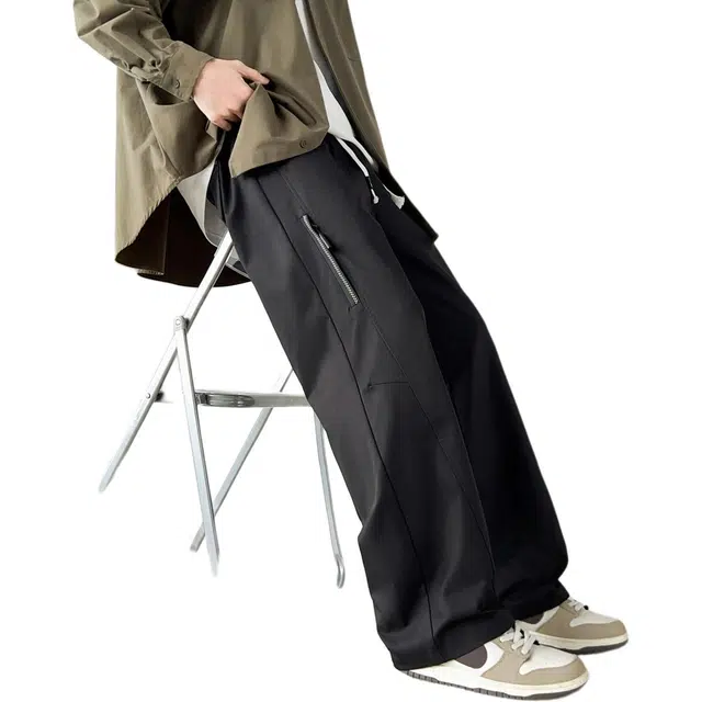 敦煌博物馆 美式复古纯色简约机能直筒户外休闲裤 男女同款