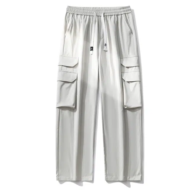 敦煌博物馆 美式复古机能风多口袋直筒垂顺伞兵百搭休闲宽松系带纯色中腰工装裤 男女同款