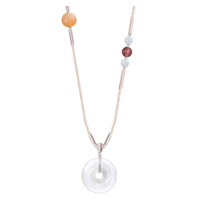 恋朵 国风新中式 冰透平安扣 玉髓 玉石项链 女款