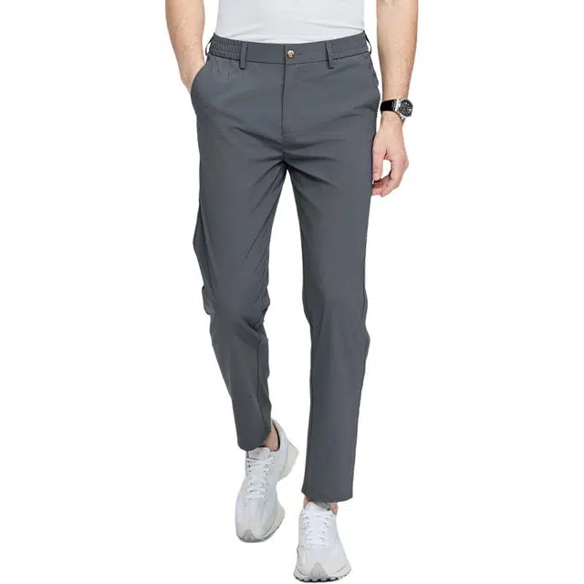 与狼共舞 都市通勤系列 弹力透气易打理纯色百搭中腰直筒休闲裤 男款