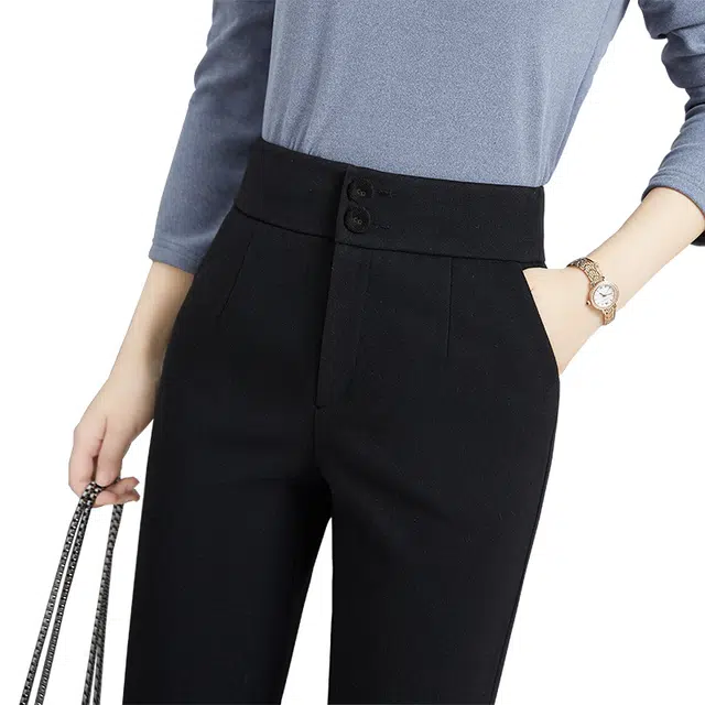 她池 高腰毛呢西装简约通勤哈伦休闲裤 女款