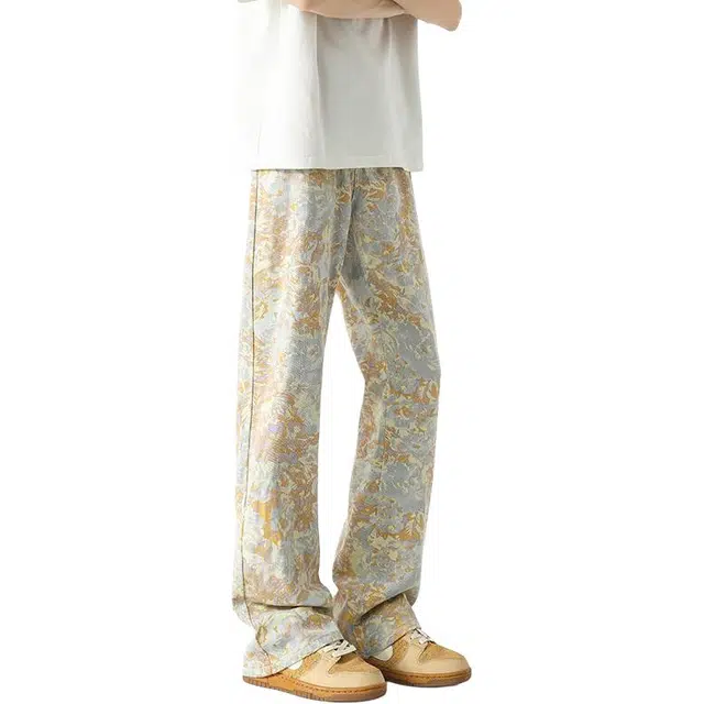 宝米卡 设计感直筒宽松时尚百搭潮牌舒适百搭休闲垂感牛仔裤 男女同款