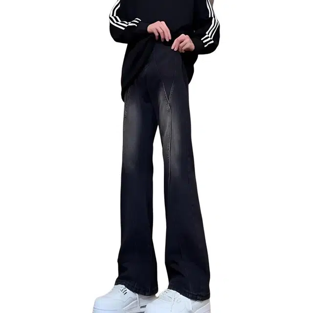 黑马漫画 渐变美式高街薄款直筒牛仔裤 男女同款