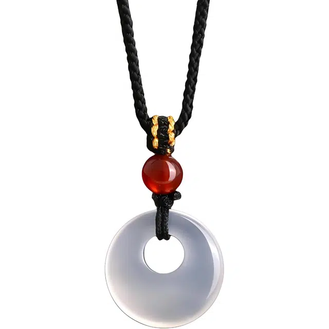 【色泽莹润】 帝苏行 平安扣 新中式国潮 吉祥如意平安顺遂 简约小众设计 玉髓 玉石项链 女款