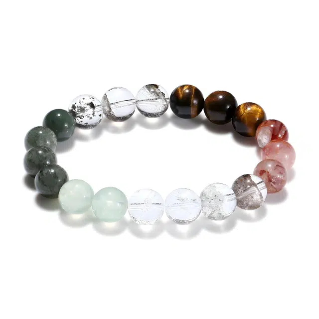 【普陀山官方已过香】 普陀山文创 虹霓焕彩古韵气质八方来财富贵盈门绿幽灵福禄双全缤纷多财#好运 虎眼石 手串 男女同款情侣款